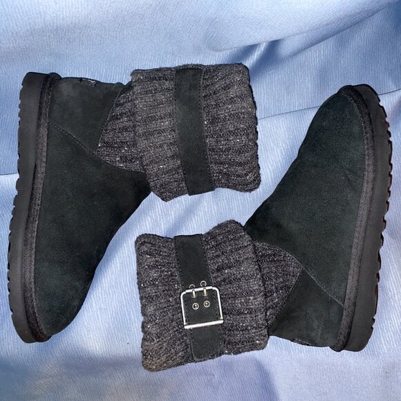 UGG Black Waterproof CAMBRIDGE Suede & Knit Boot S/N 1003175, Women Size 7 - Picture 8 of 16